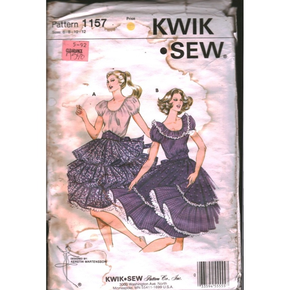 Vintage Kwik Sew 1157 Square Dance Dress Pattern Kerstin Martensson Sizes 6-12